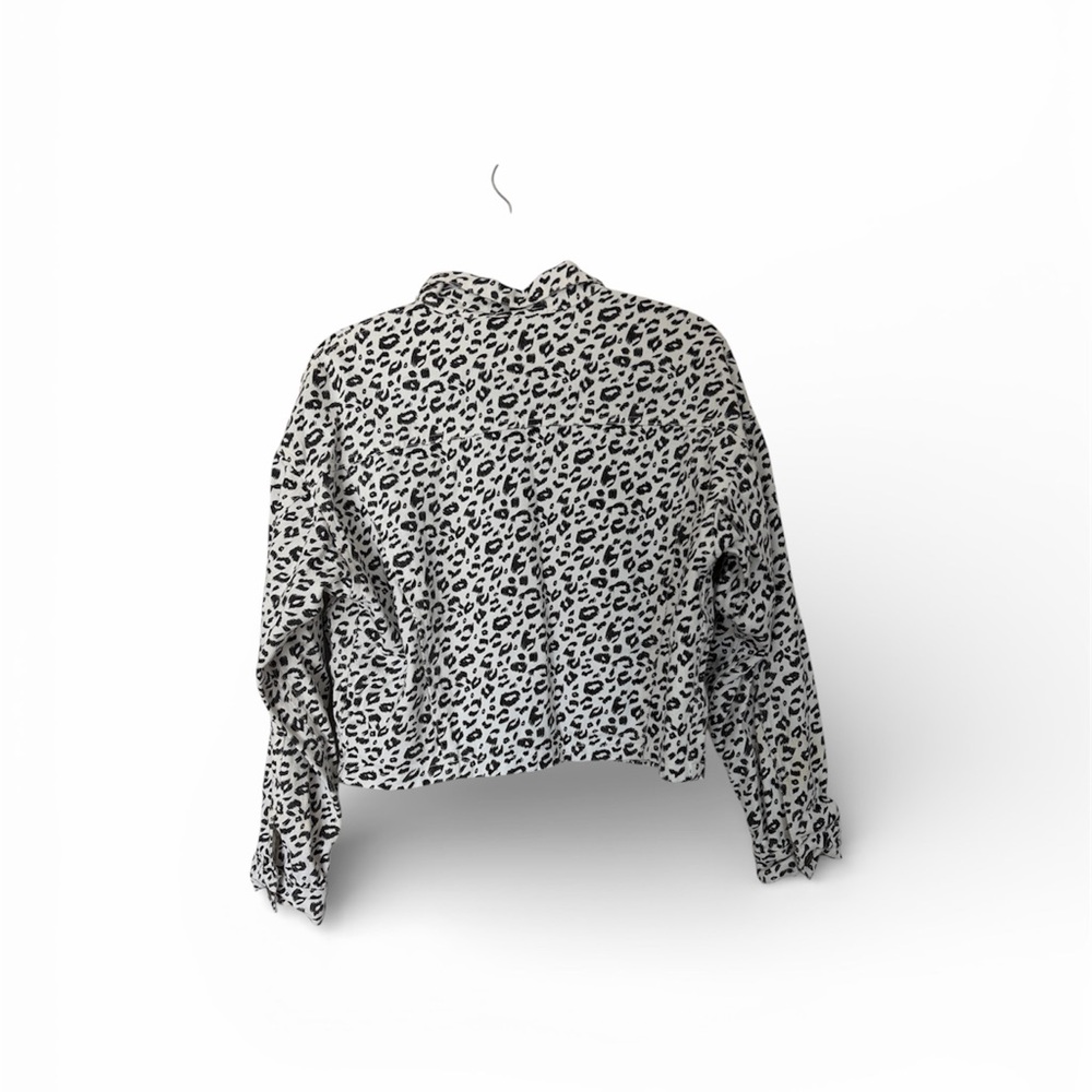 Cropped Leopard Print Denim Jacket - image 2